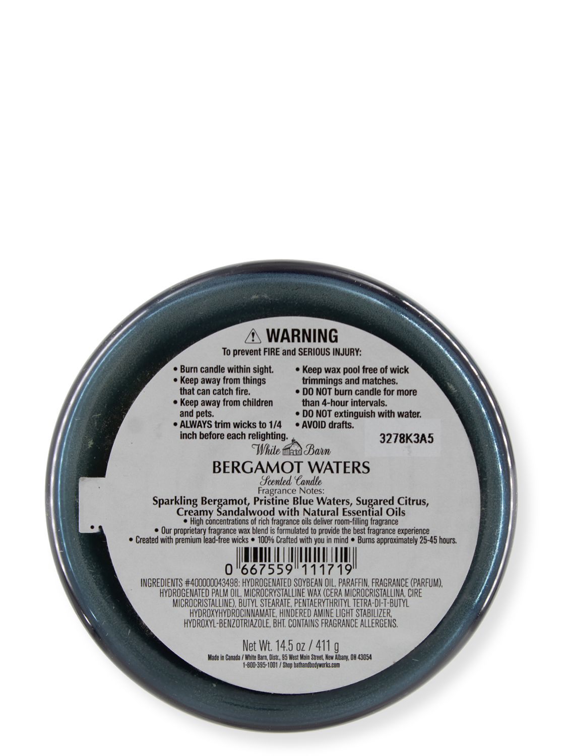 3 -Als kaarsen - Bergamot Waters - 411G