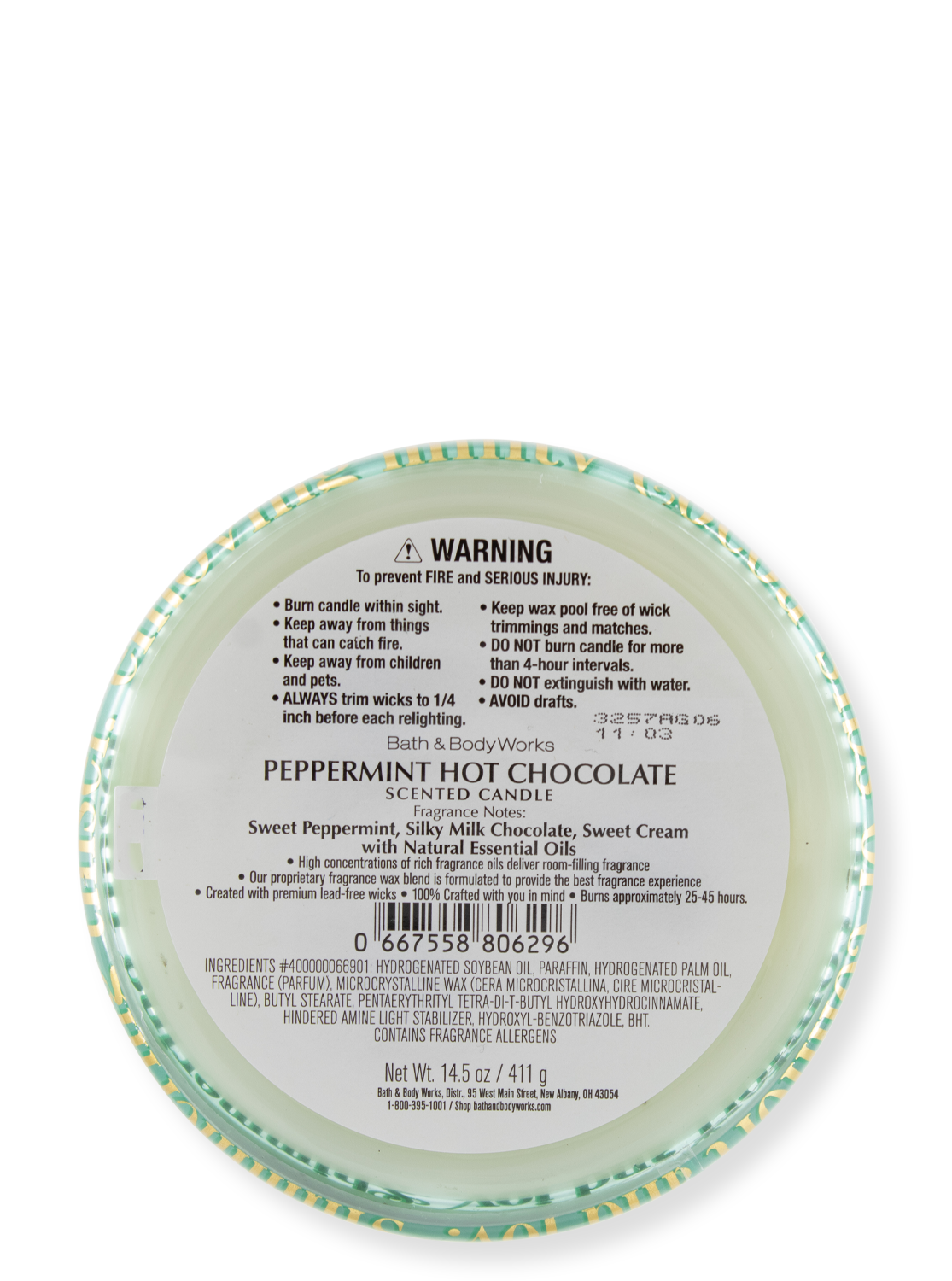 3-Wick Candle - Peppermint Hot Chocolate - 411g