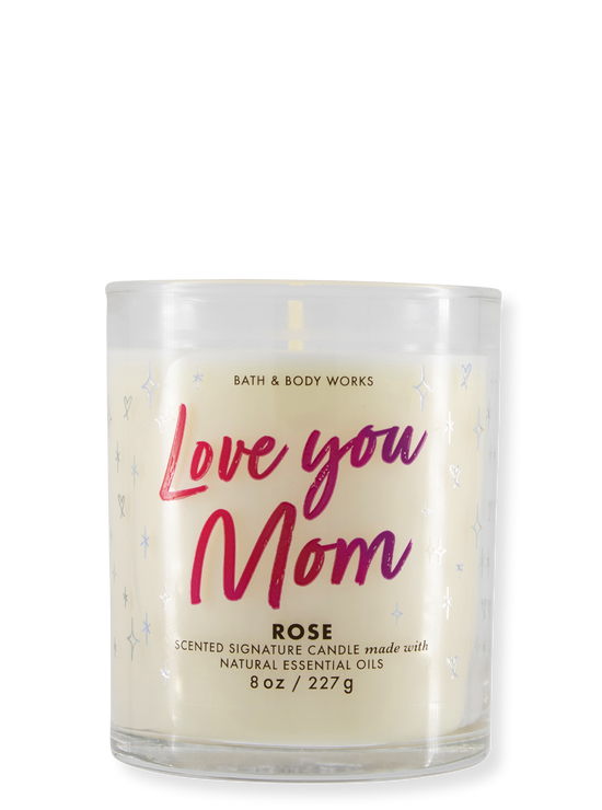 1-Docht Kerze - Love you Mom - Rose -  227g