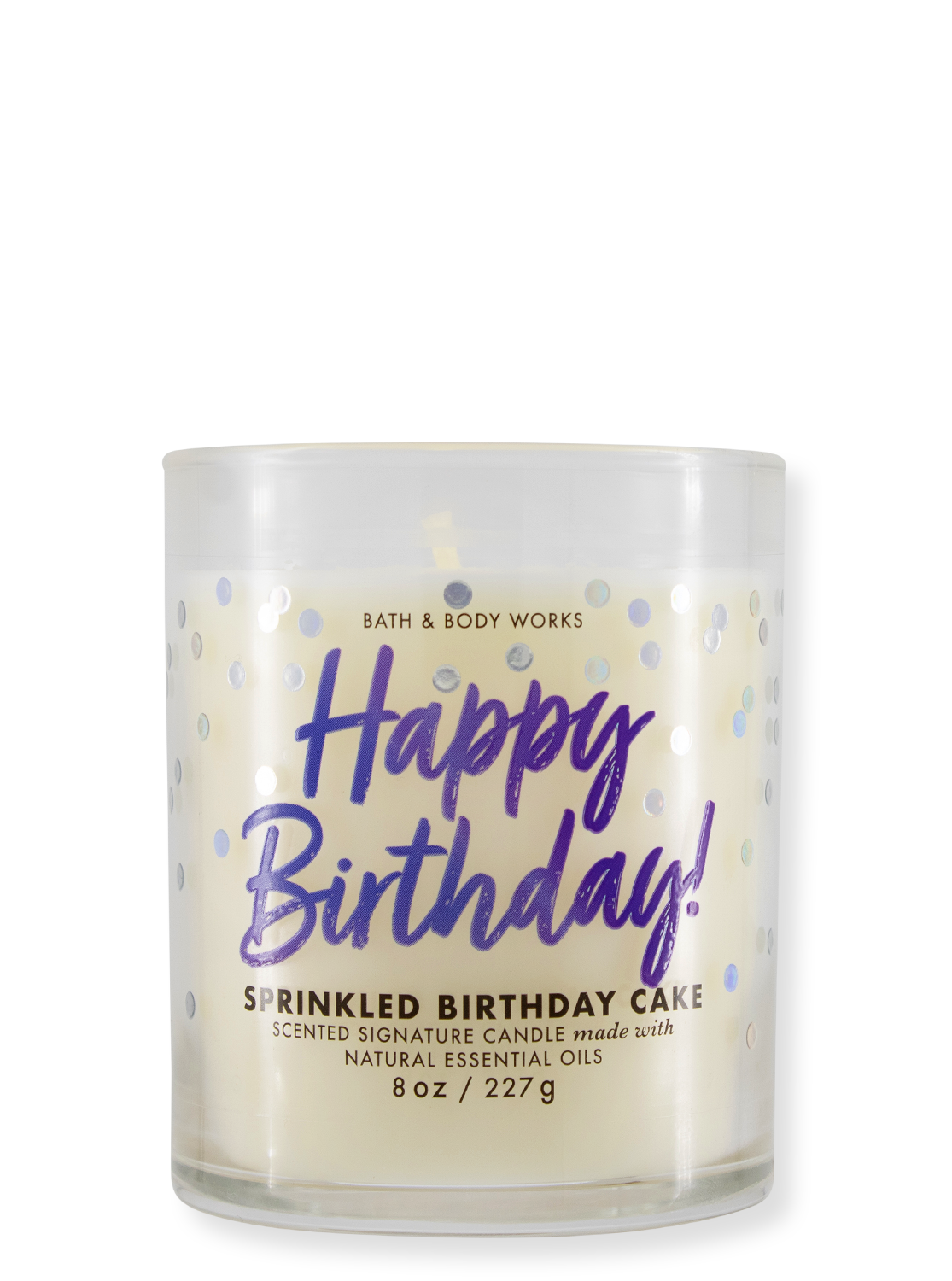 1 -Docht Candle - Joyeux anniversaire - Gâteau d'anniversaire saupoudré - 227g