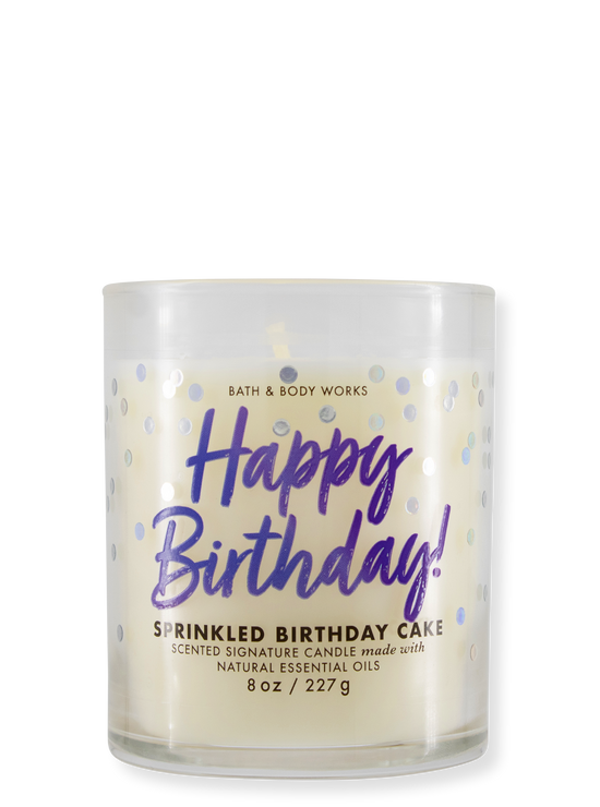 1-Docht Kerze - Happy Birthday - Sprinkled Birthday Cake - 227g
