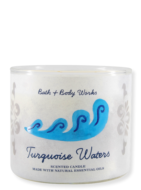 3-Wick Kaarsen - turquoise wateren - 411G