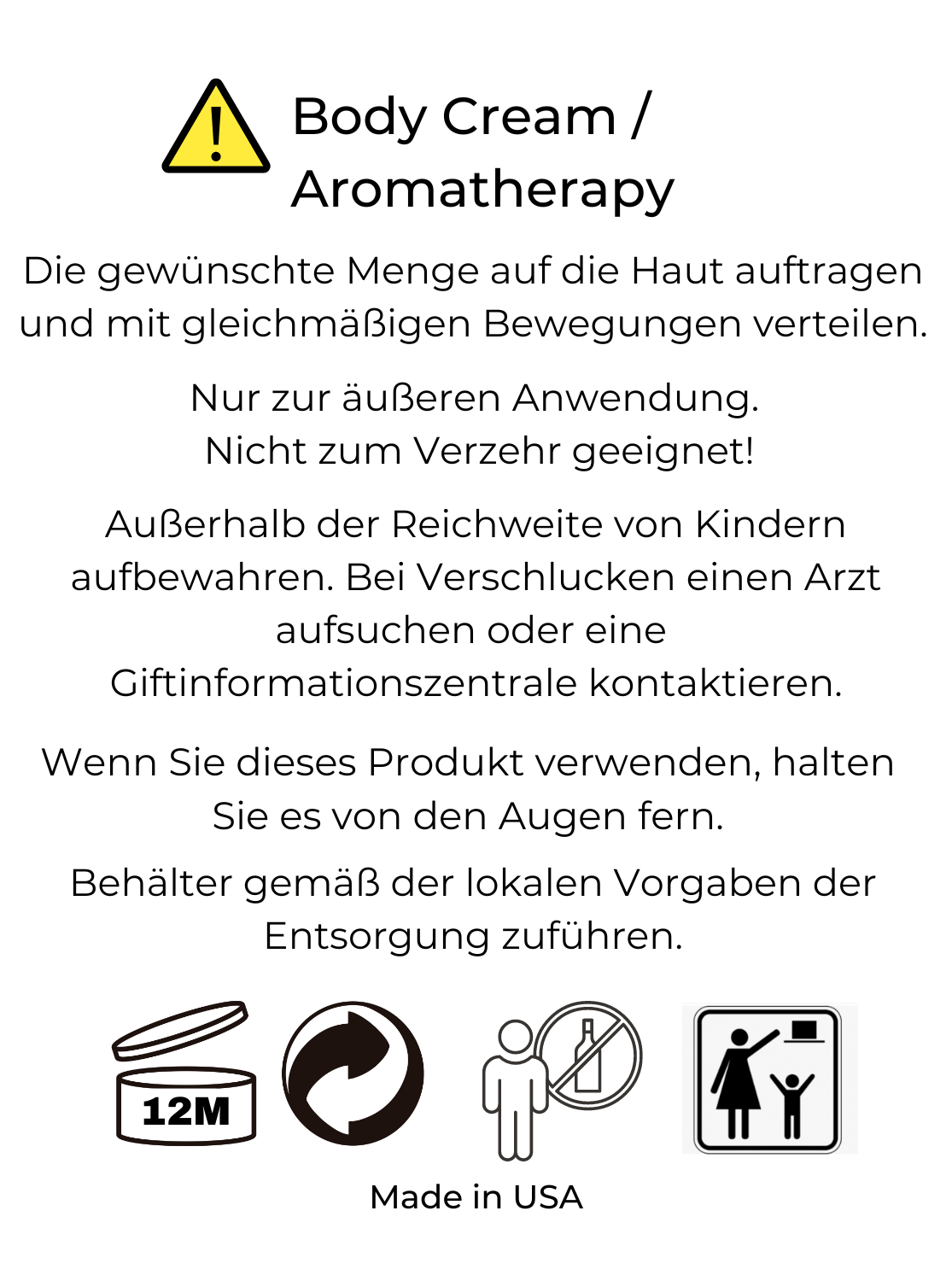 Body Cream - Aromatherapy - Stress Relief - Eucalyptus & Spearmint- 226G