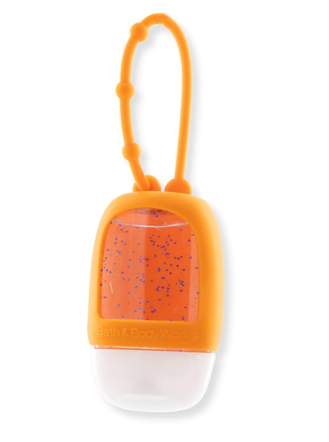 Hanger voor handdesinfectiegel - oranje met de achterkant
