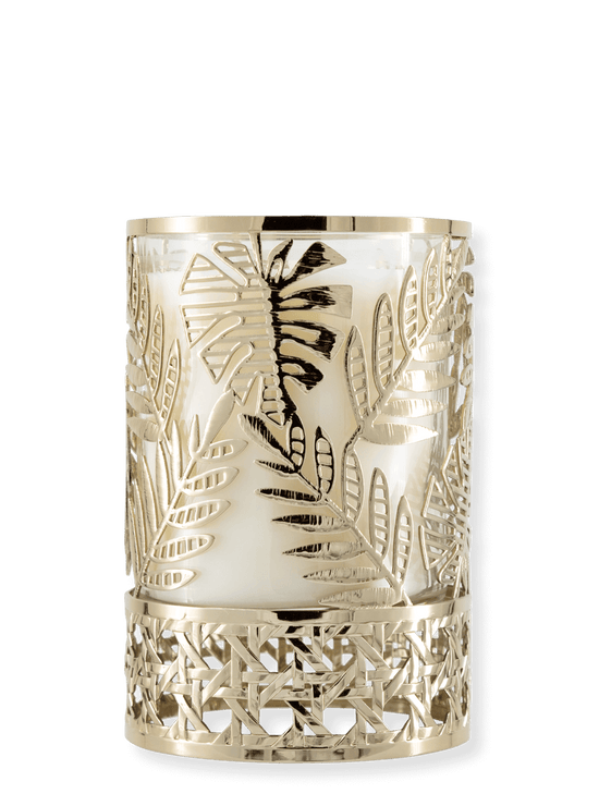 Candle Holder - 1-Wick Candle - Golden Palm Leaves